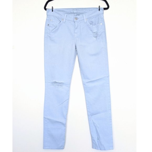 7 For All Mankind Slim Cigarette Distressed Jeans - Picture 3 of 7